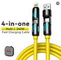 4 in 1 240W Fast Charging Cable – USB-A Type-C Lightning Multi-Connector with Breathing Light (Yellow)
