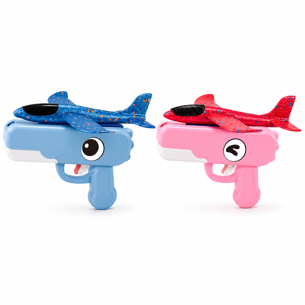 Toy Airplane Catapult Gun Set - Blue & Orange (2-Pack)