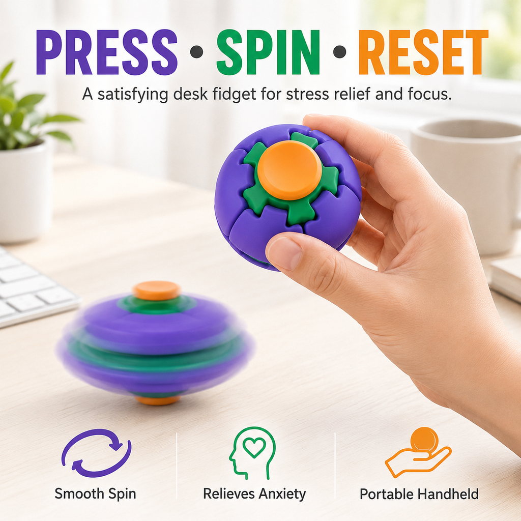 3D Printed Fidget Spin Ball - Stress Relief Desk Toy