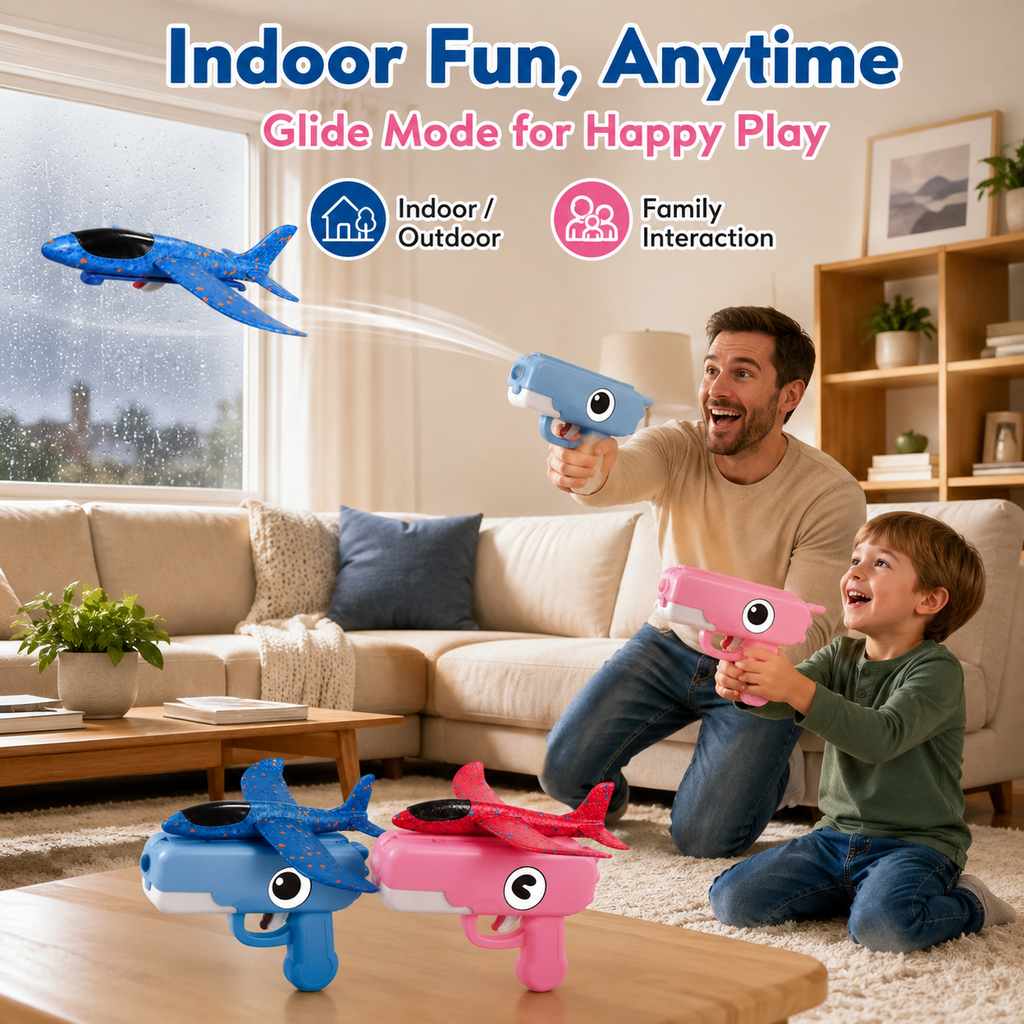 Toy Airplane Catapult Gun Set - Blue & Orange (2-Pack)