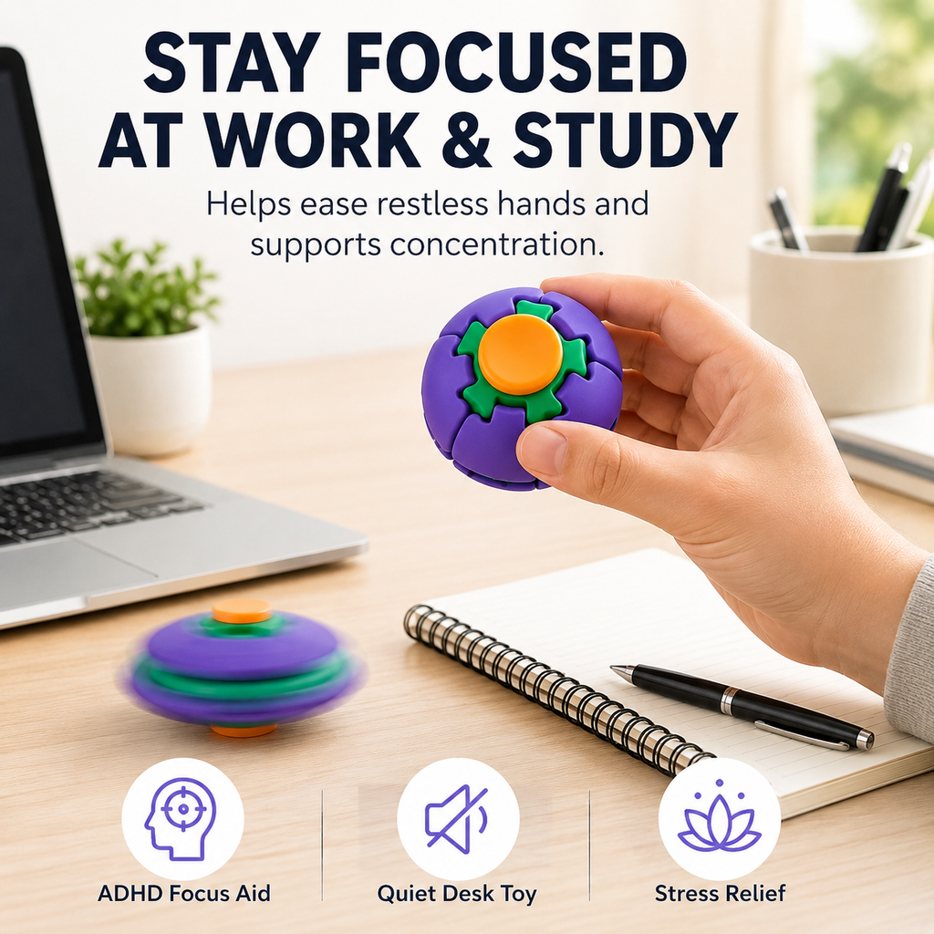 3D Printed Fidget Spin Ball - Stress Relief Desk Toy