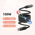 4-in-1 Magnetic Retractable Charging Cable – 100W Auto-Retractable Multi-Device Charger with USB-A Type-C Lightning for Travel