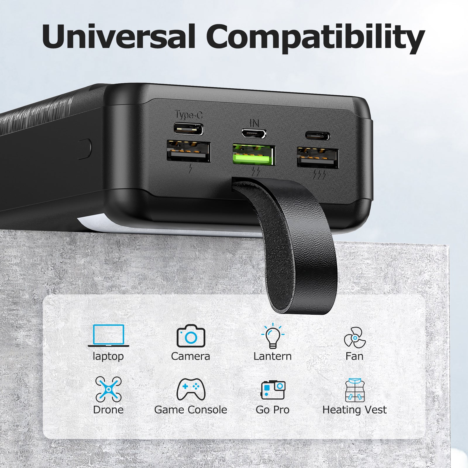 Q24 60000mAh Portable Power Bank – 22.5W PD4.0 QC4.0 Ultra-Large Capacity Fast Charger with USB-C