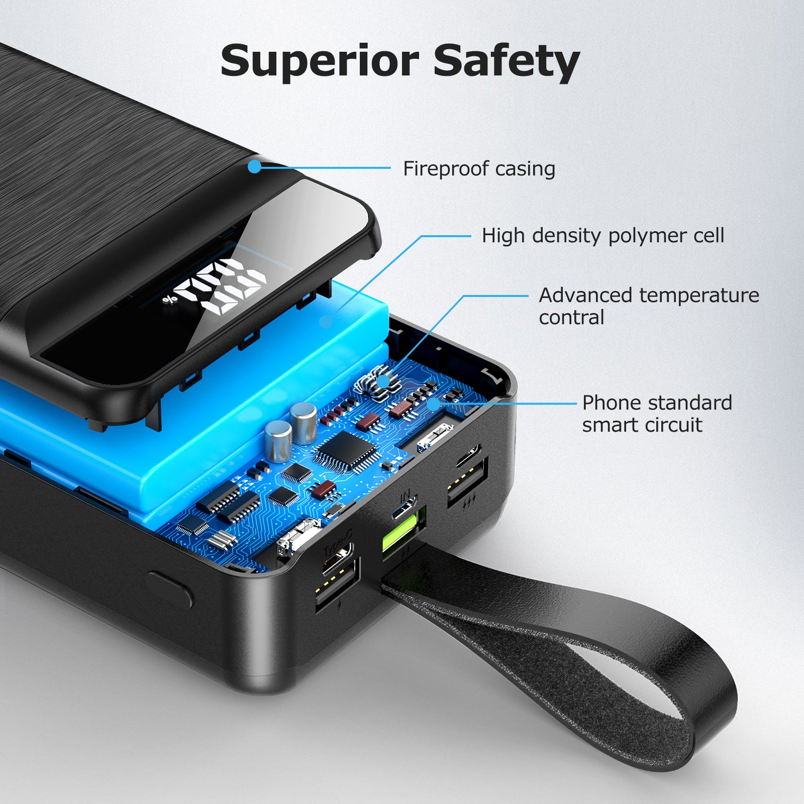 Q24 60000mAh Portable Power Bank – 22.5W PD4.0 QC4.0 Ultra-Large Capacity Fast Charger with USB-C