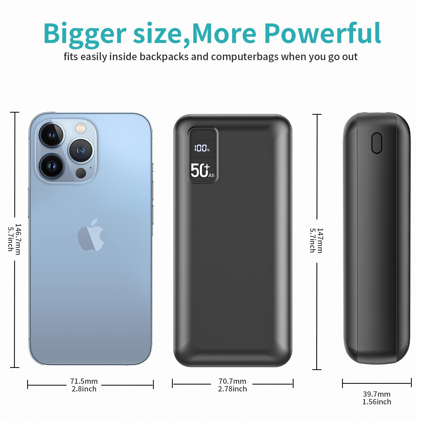 Y67 50000mAh Portable Power Bank – 22.5W Fast Charging PD4.0 QC4.0 USB-C Large Capacity Battery Pack