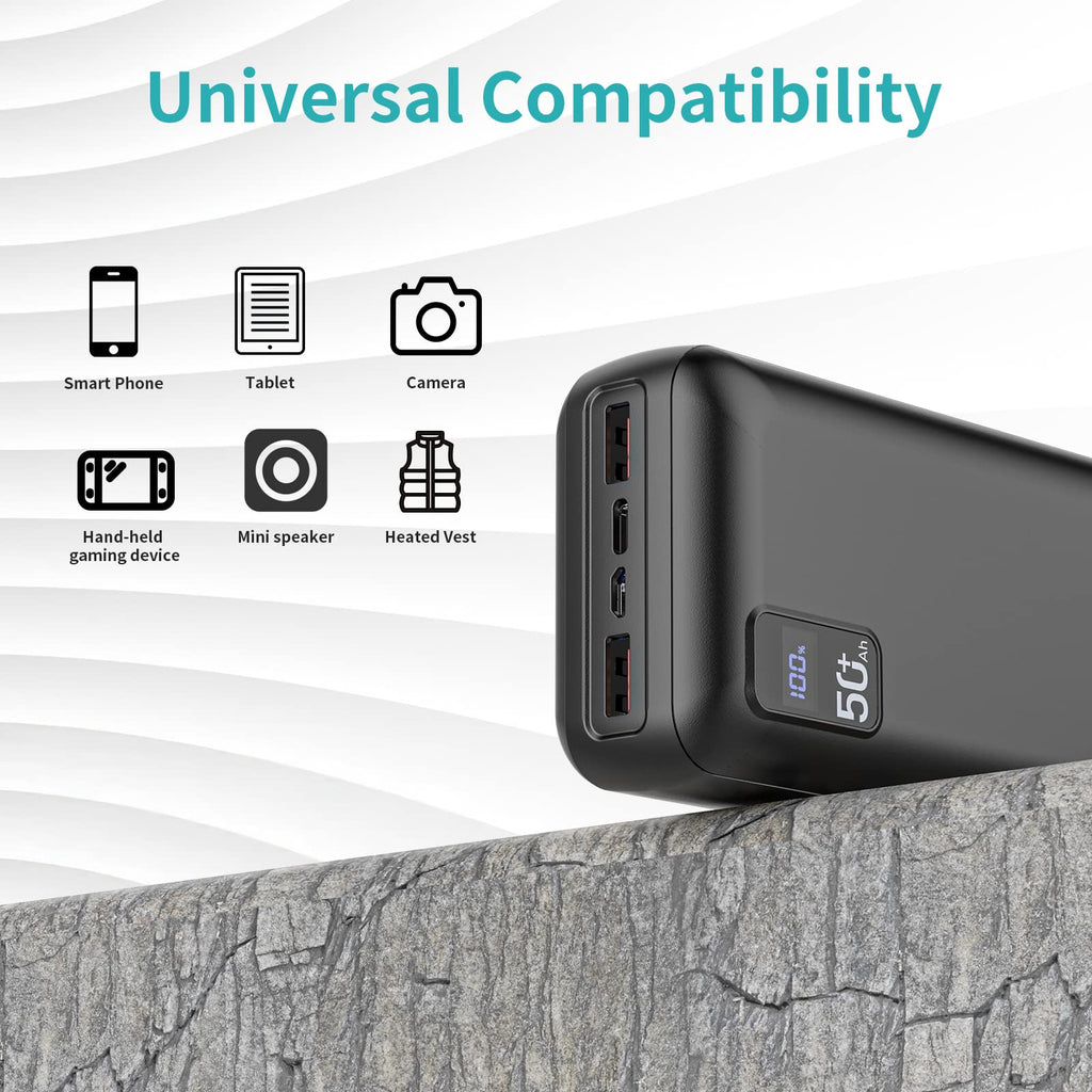 Y67 50000mAh Portable Power Bank – 22.5W Fast Charging PD4.0 QC4.0 USB-C Large Capacity Battery Pack