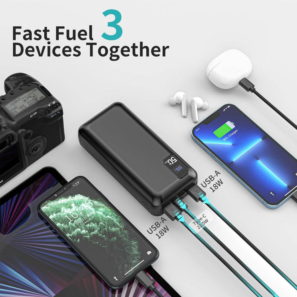 Y67 50000mAh Portable Power Bank – 22.5W Fast Charging PD4.0 QC4.0 USB-C Large Capacity Battery Pack
