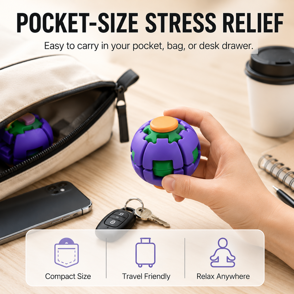 3D Printed Fidget Spin Ball - Stress Relief Desk Toy