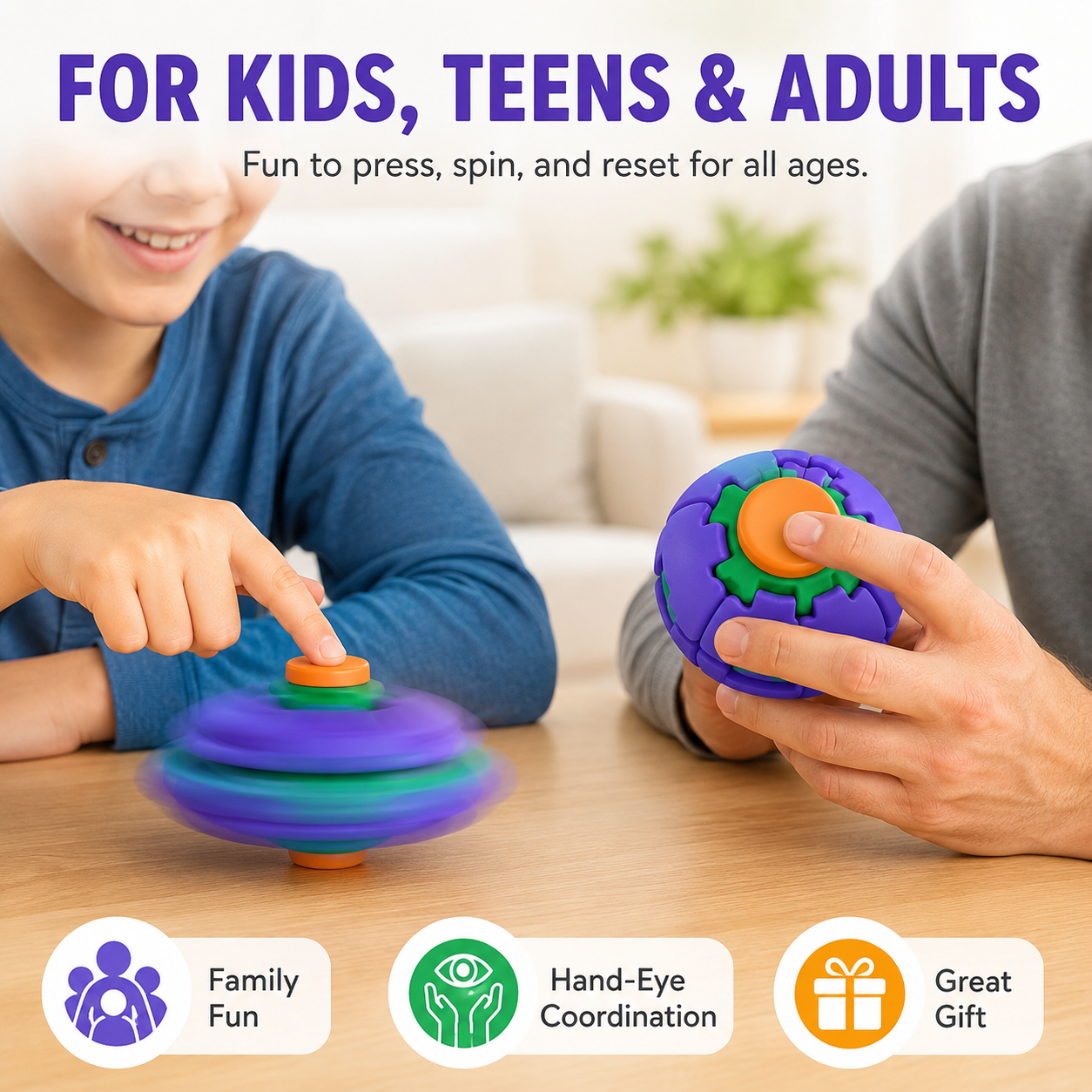 3D Printed Fidget Spin Ball - Stress Relief Desk Toy